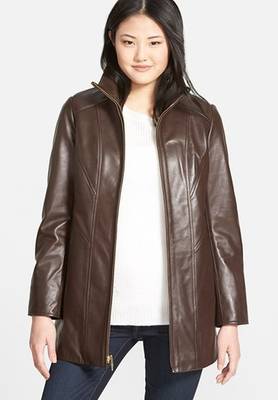 women's brown napa leather biker jacket classic moto zip style authentic 1