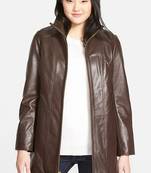 women's brown napa leather biker jacket classic moto zip style authentic