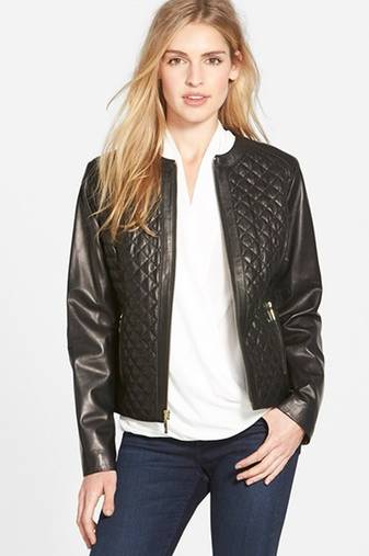 Women black 100% lambskin leather jacket biker motorcycle napa leather coatlc-142