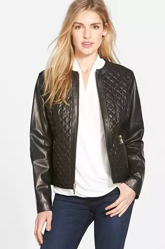 Women black 100% lambskin leather jacket biker motorcycle napa leather coatlc-142