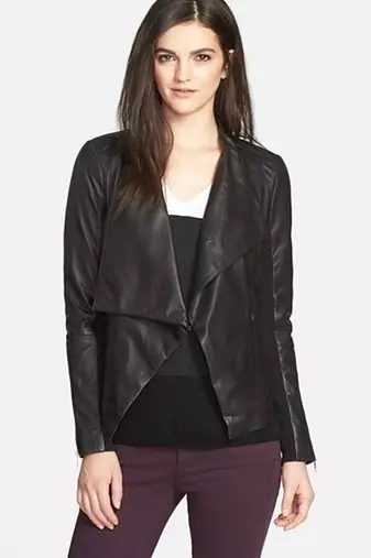 Women black 100% lambskin leather jacket biker motorcycle napa leather coatlc-143