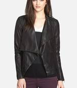 women's black napa leather biker jacket classic moto zip style premium deluxe