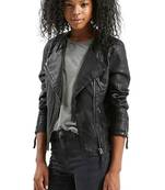 women's black napa leather biker jacket classic moto zip style premium elite