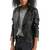 Women black 100% lambskin leather jacket biker motorcycle napa leather coatlc-144