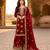 Maroon silk readymade suit with embroidery & diamond work