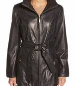 women's black napa leather biker jacket classic moto zip style premium select