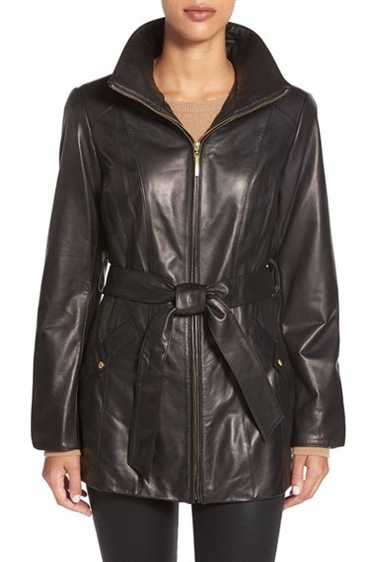 Women black 100% lambskin leather jacket biker motorcycle napa leather coatlc-146