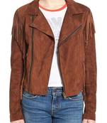 women's brown napa leather biker jacket classic moto zip style superior