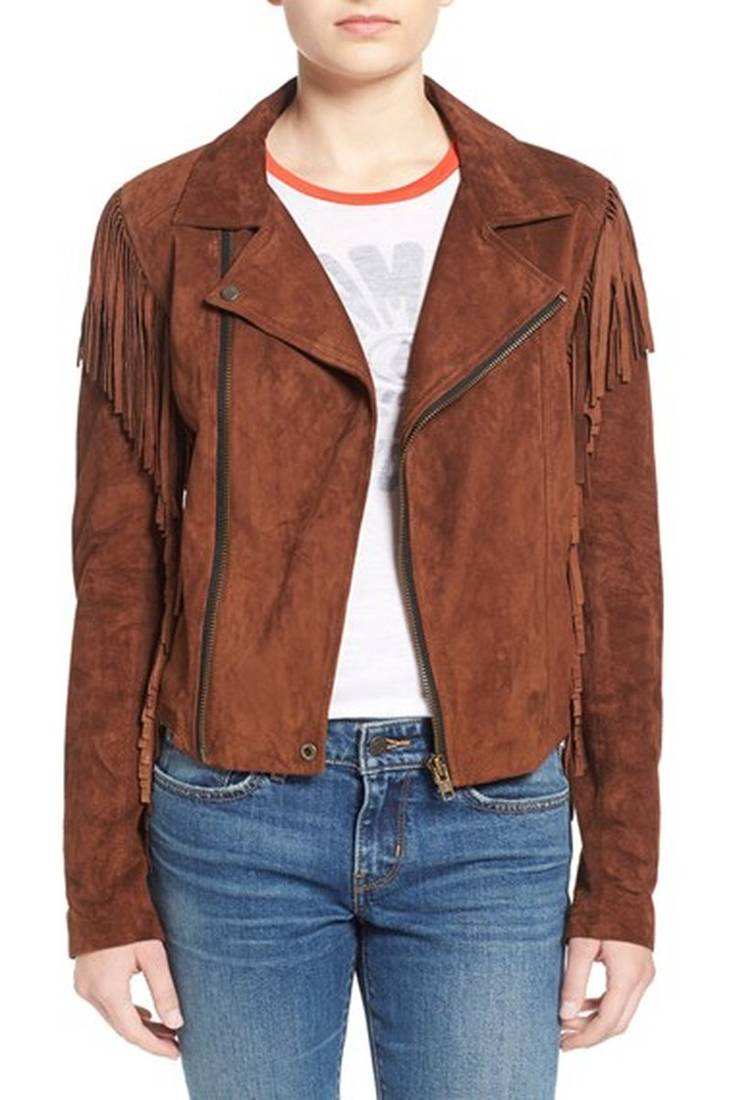 Women brown 100% lambskin leather jacket biker motorcycle napa leather coatlc-147