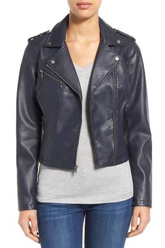 Women navy blue 100% lambskin leather jacket biker motorcycle napa leather jacket lc-148