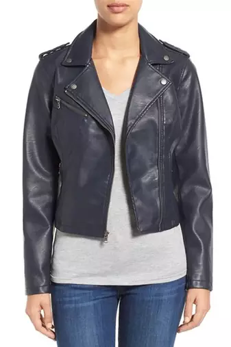 Women navy blue 100% lambskin leather jacket biker motorcycle napa leather jacket lc-148