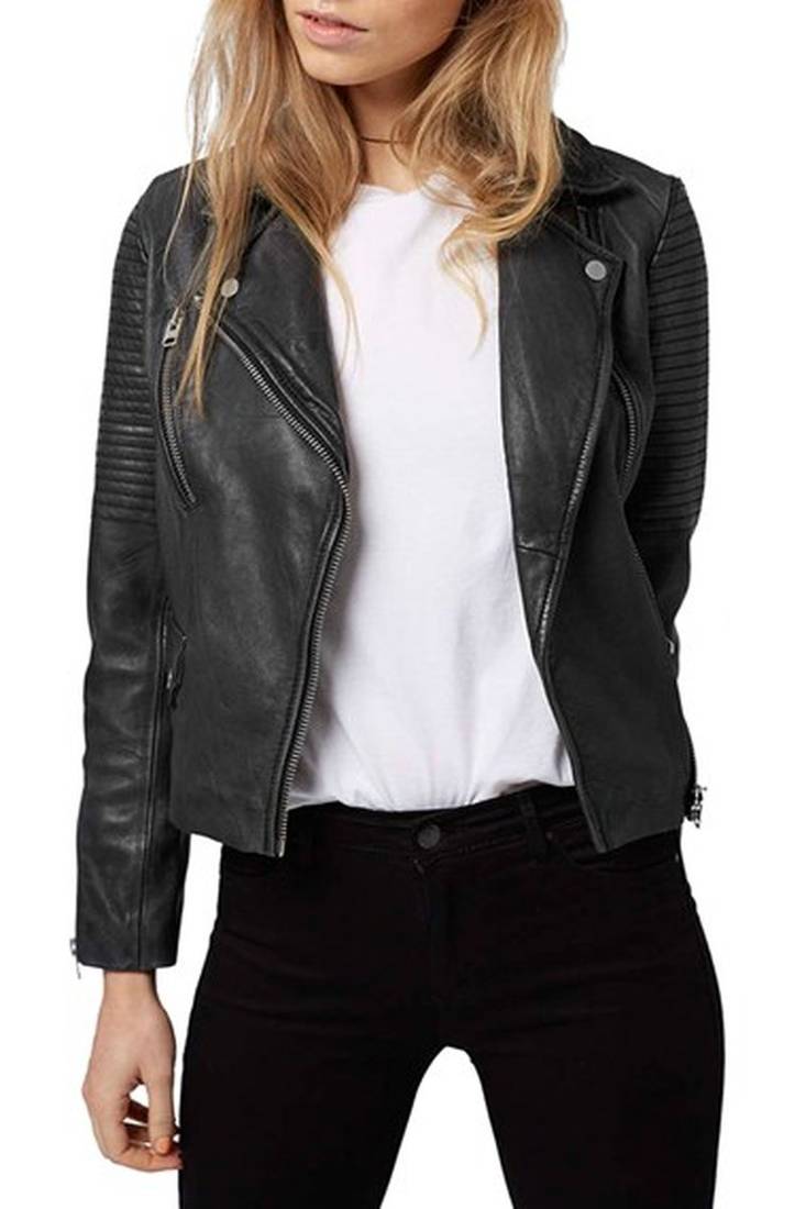Women black 100% lambskin leather jacket biker motorcycle napa leather jacket lc-149