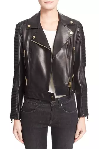 Women black 100% lambskin leather jacket biker motorcycle napa leather jacket lc-150