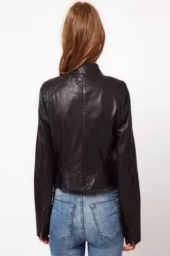 women's black napa leather biker jacket classic moto zip style premium special