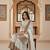 Brown & white georgette readymade suit with embroidery & sequence work