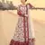 Red & white faux georgette readymade suit with embroidery & tassels attached