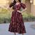 Fantastic Maroon Printed Cotton Casual Wear Dress
