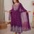 Wine Purple Faux Georgette Anarkali Suit Set with Sequin Thread Embroidery