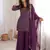 Beautiful Purple Sequins Silk Function Wear Pant Suit
