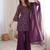Beautiful Purple Sequins Silk Function Wear Pant Suit