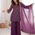 Beautiful Purple Sequins Silk Function Wear Pant Suit
