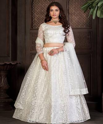 Embroidery Work Net Fabric Lehenga Choli With Net Dupatta 1