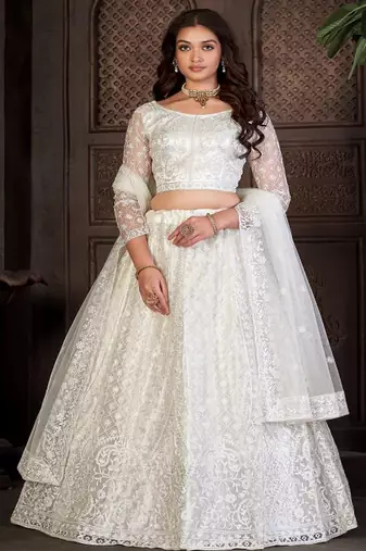 Embroidery Work Net Fabric Lehenga Choli With Net Dupatta