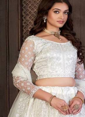 Embroidery Work Net Fabric Lehenga Choli With Net Dupatta 2