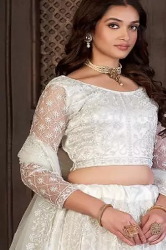 Embroidery Work Net Fabric Lehenga Choli With Net Dupatta