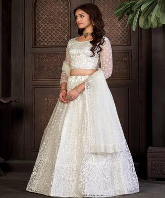 Embroidery Work Net Fabric Lehenga Choli With Net Dupatta 3