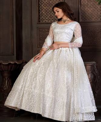 Embroidery Work Net Fabric Lehenga Choli With Net Dupatta 4