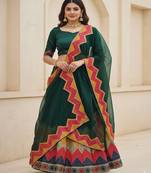 Thread Work Semi Stitched Lehenga & Unstitched Blouse With Dupatta