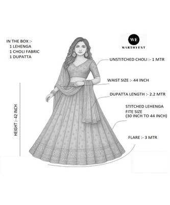 Thread Work Semi Stitched Lehenga & Unstitched Blouse With Dupatta 4
