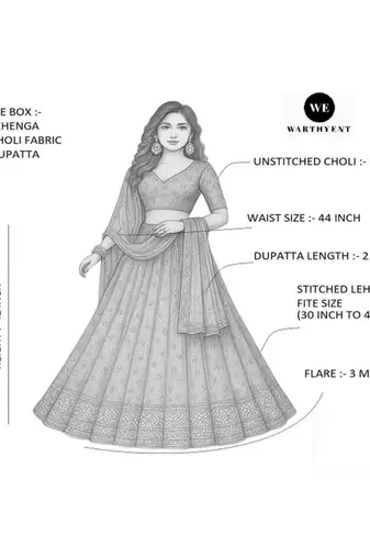 Thread Work Semi Stitched Lehenga & Unstitched Blouse With Dupatta