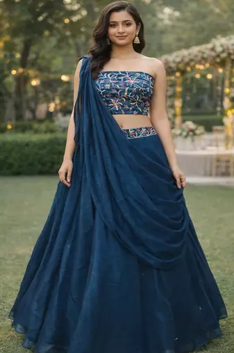 Embroidered Sequinned Ready to Wear Lehenga & Unstitched Blouse With Dupatta