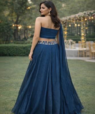 Embroidered Sequinned Ready to Wear Lehenga & Unstitched Blouse With Dupatta 2