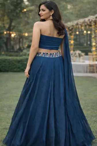 Embroidered Sequinned Ready to Wear Lehenga & Unstitched Blouse With Dupatta