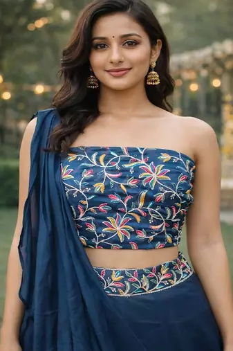 Embroidered Sequinned Ready to Wear Lehenga & Unstitched Blouse With Dupatta