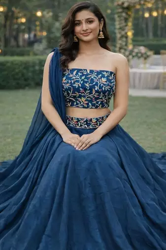 Embroidered Sequinned Ready to Wear Lehenga & Unstitched Blouse With Dupatta