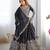Charcoal Grey Natural Crep Silk Lehenga Choli with Multi-Colour Coding Dori Work
