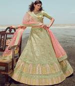 Embroidered Semi Stitched Lehenga & Unstitched Blouse With Dupatta