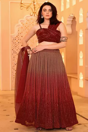 Embellished Sequinned Ready to Wear Lehenga & Unstitched Blouse With Dupatta