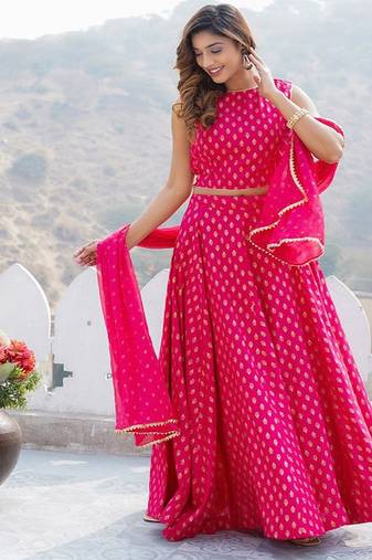 Printed Foil Print Ready to Wear Lehenga & Blouse With Dupatta