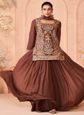 Floral Embroidered Thread Work Ready To Wear Lehenga With Blouse & Dupatta 1