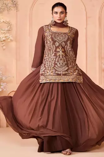 Floral Embroidered Thread Work Ready To Wear Lehenga With Blouse & Dupatta