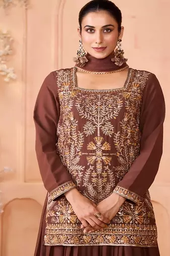 Floral Embroidered Thread Work Ready To Wear Lehenga With Blouse & Dupatta