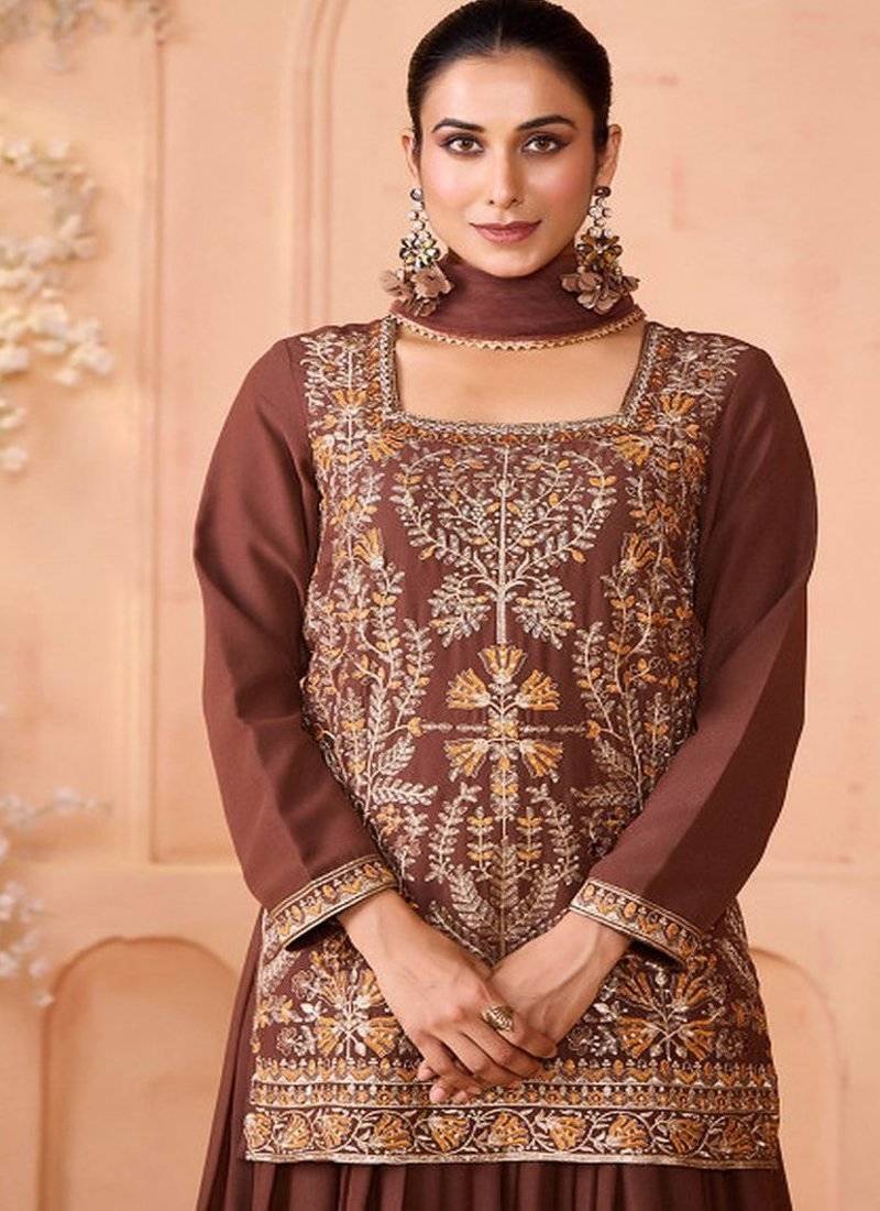 Floral Embroidered Thread Work Ready To Wear Lehenga With Blouse & Dupatta