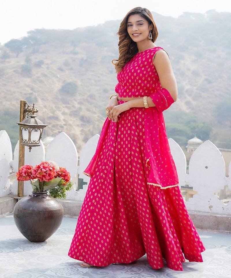 Printed Foil Print Ready to Wear Lehenga & Blouse With Dupatta