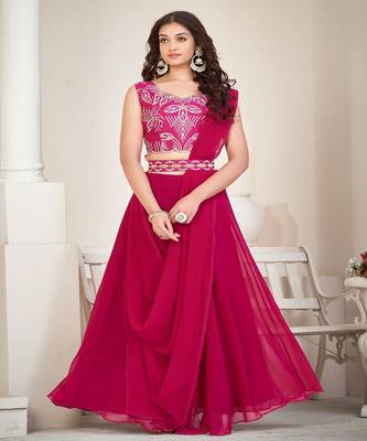 Women Embroidered Thread Work Semi Stitched Lehenga Choli 1