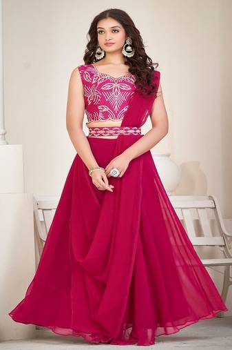 Women Embroidered Thread Work Semi Stitched Lehenga Choli